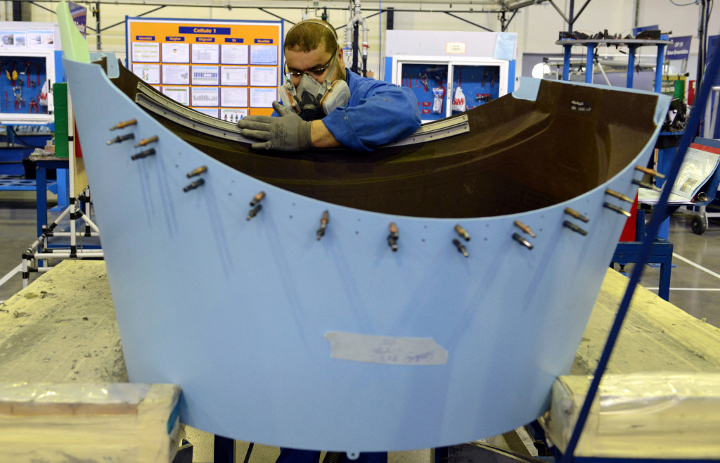 An employee working in an aeronautical factory in Nouaceur, South of Casablanca. 