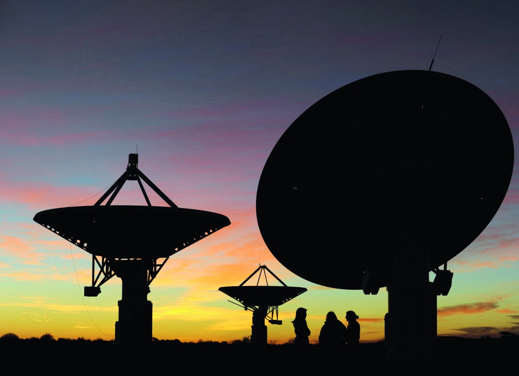 Radio telescopes in South Africa's Northern Cape province.