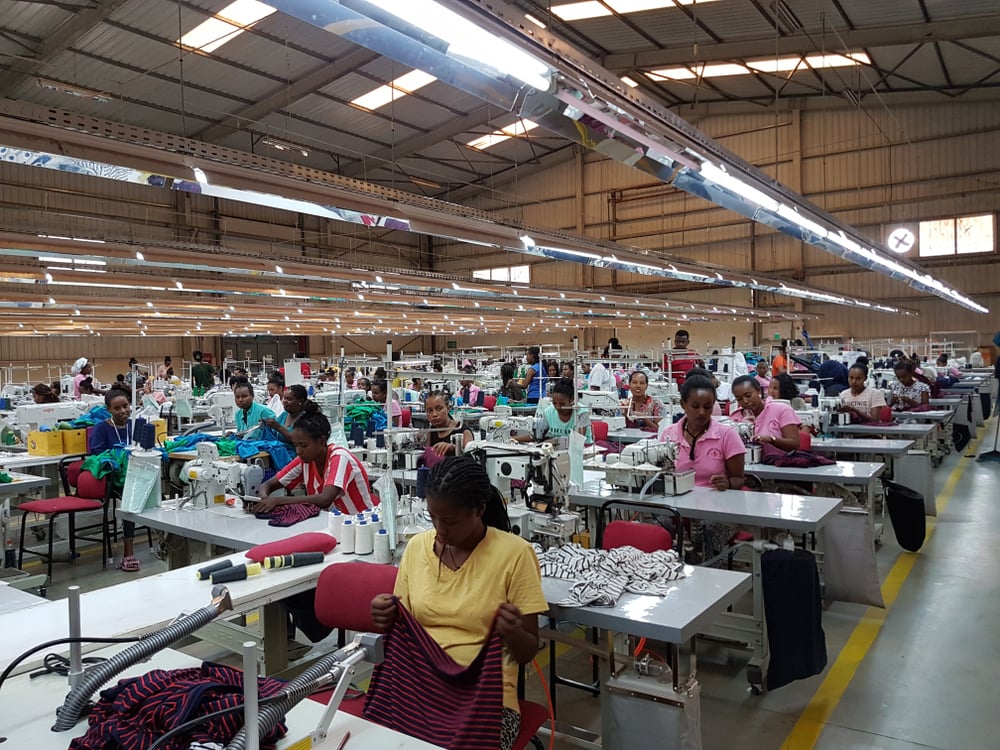 Workers in an Ethiopian textile factory.