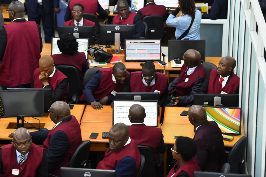 Stockbrokers at work on the Nigerian Stock Exchange 