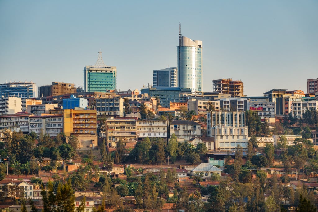 A long view of the centre of Kigali.