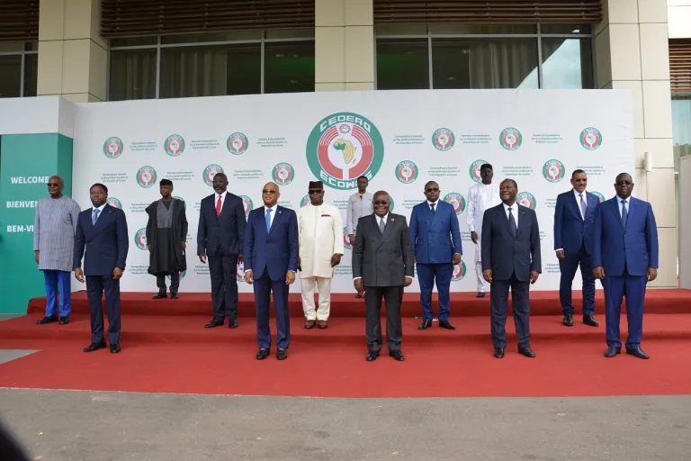 Ecowas leaders in a family portrait during their summit in Accra on 9 January 2022.