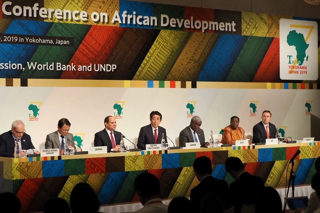 African and Japanese leaders give a press conference at the seventh edition of TICAD.