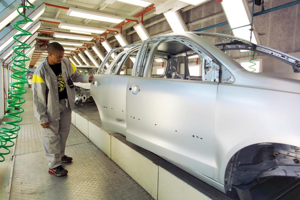 Cars and primary goods dominate the export sector in South Africa